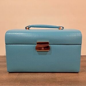 Turquoise Leather Jewelry Travel Case by Budd Leather